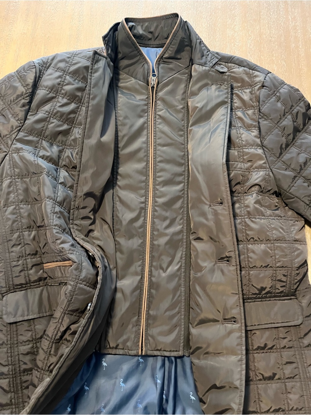 Taylorbyrd Quilted XL Brown Jacket Mens Jacket Removable Collar - Picture 5 of 10